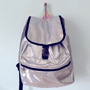 Silver backpack with holographic accents